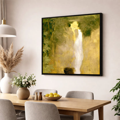 Golden Light at Aira Force lake district waterfall wall art displayed in a dining room