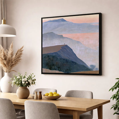 Misty Mountain Ridge at Dusk lake district fell wall art displayed in a dining room