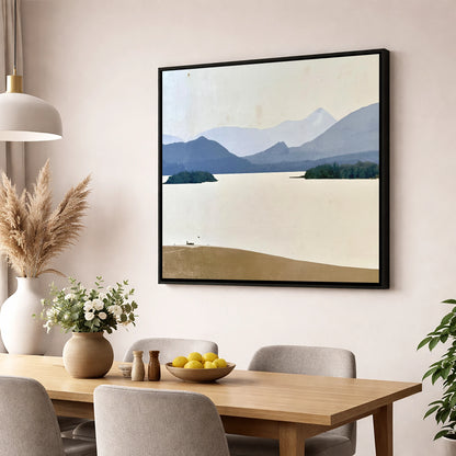 Pale Derwentwater From Crow Park lake district village wall art displayed in a dining room