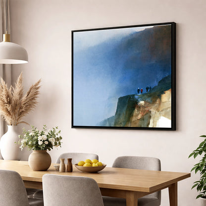 Walkers on a Dramatic Mountain Path lake district walking wall art displayed in a dining room