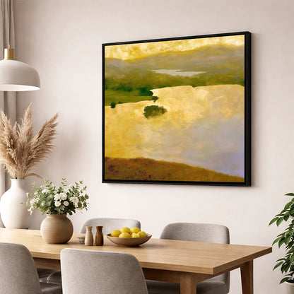 Grasmere Lake in Golden Light lake district lake wall art displayed in a dining room