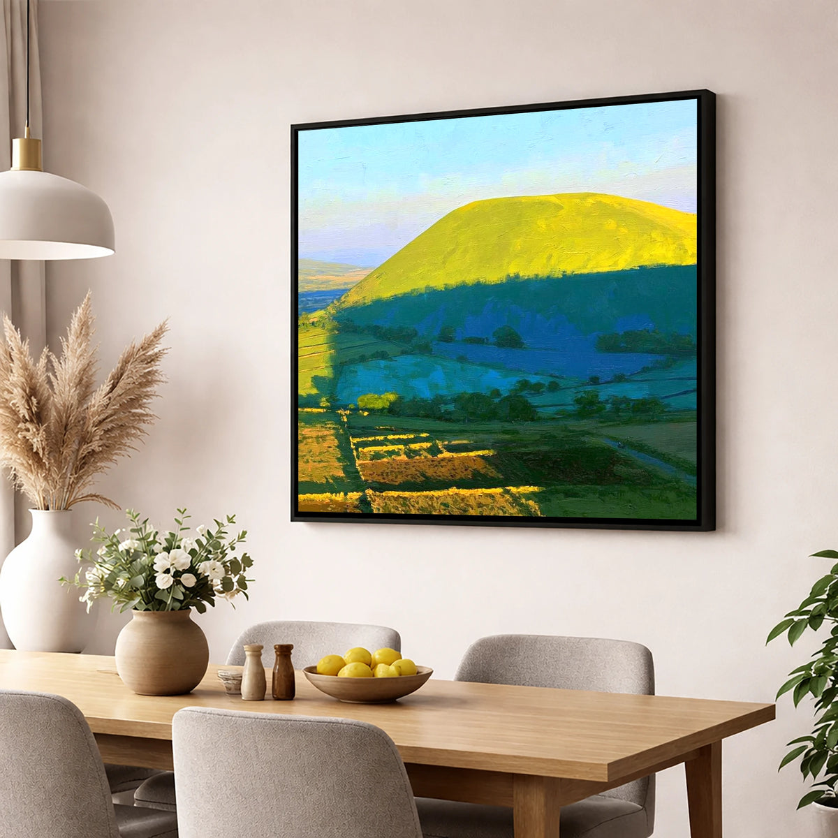 Great Mell Fell Sunlit Dome lake district fell wall art displayed in a dining room