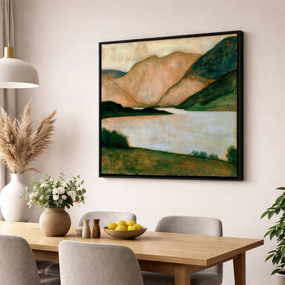 Lake And Fells In Warm Light lake district lake wall art displayed in a dining room
