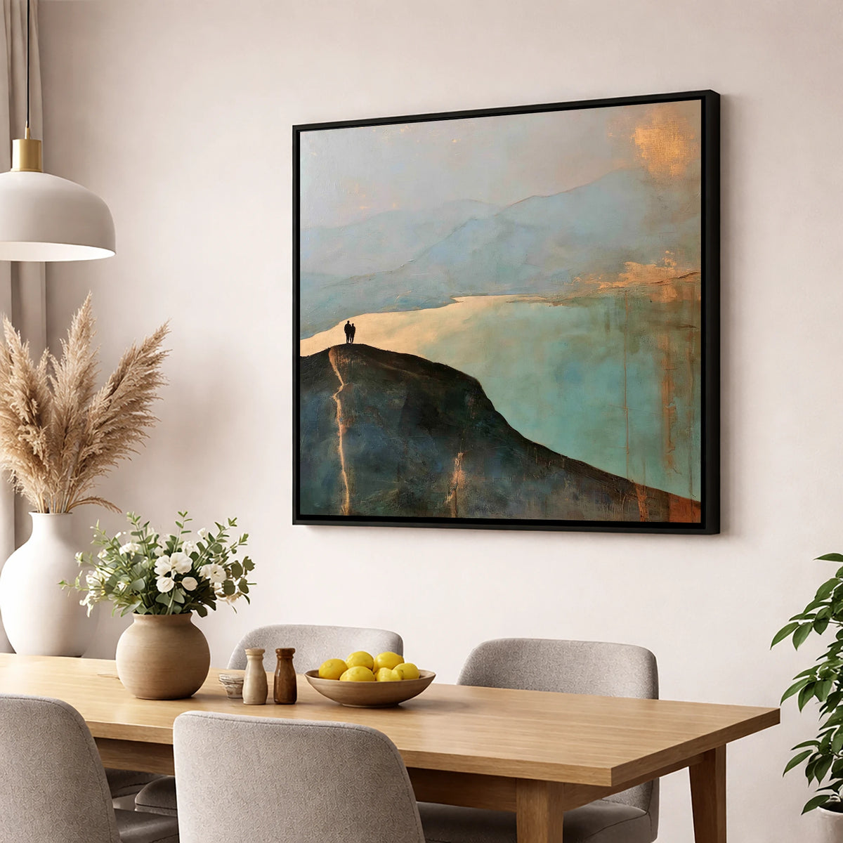 Catbells Ridge in Golden Light lake district fell wall art displayed in a dining room