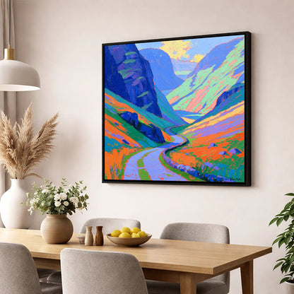 Mountain Pass With Violet Crags lake district valley wall art displayed in a dining room