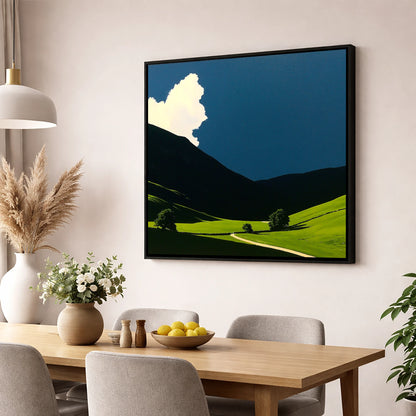Rolling Fells Under Dramatic Cloud lake district fell wall art displayed in a dining room