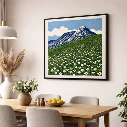 Blencathra and White Fellside Blooms lake district fell wall art displayed in a dining room