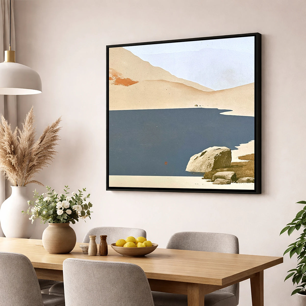 Slate Waters of Easedale Tarn lake district lake wall art displayed in a dining room
