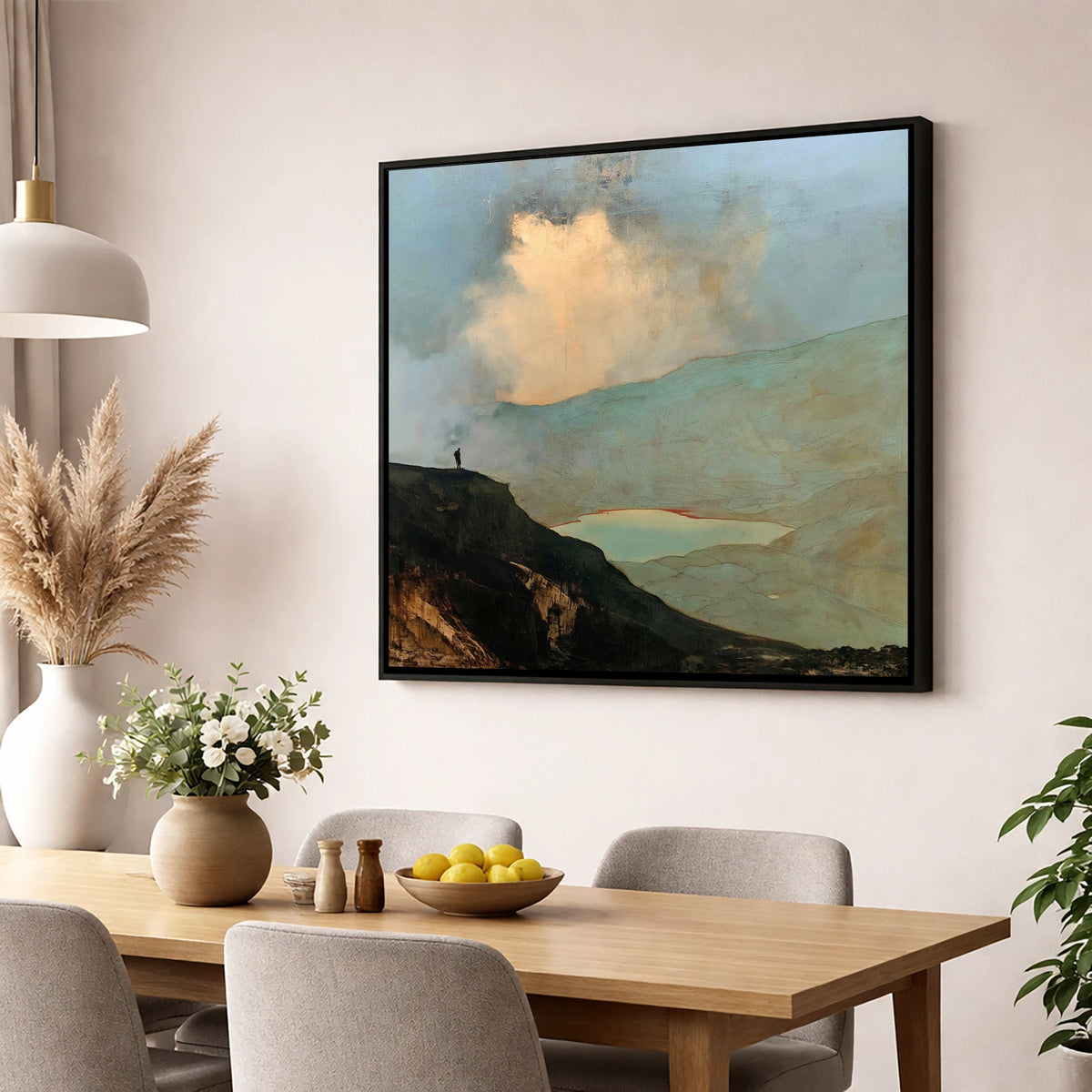 Golden Cloud Break Above Helvellyn lake district fell wall art displayed in a dining room