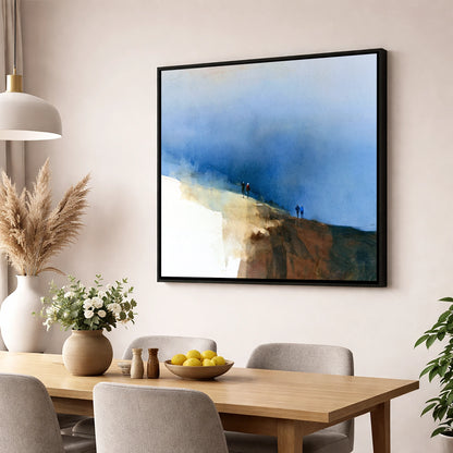 Fell Walkers Beneath Indigo Skies lake district walking wall art displayed in a dining room