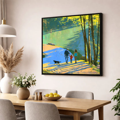 Sunlit Aira Force Dog Walk gifts for dog walkers wall art displayed in a dining room