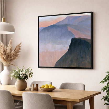 Mountain Ridge in Pastel Mist lake district fell wall art displayed in a dining room