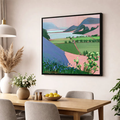 Pastel Crummock Water From Rannerdale lake district lake wall art displayed in a dining room