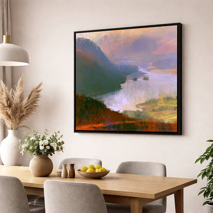 Winding Ullswater from the Fells lake district lake wall art displayed in a dining room