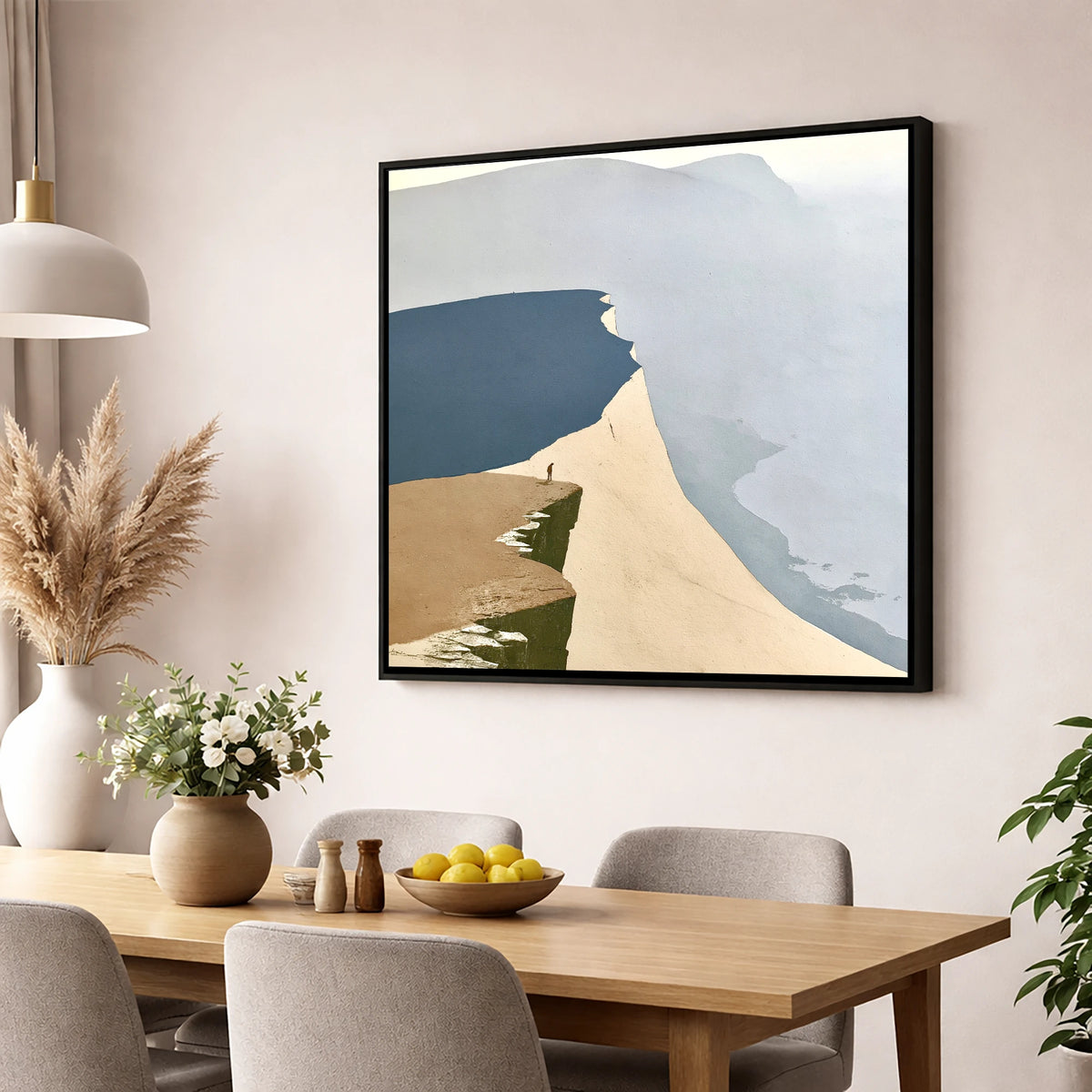 Lone Hiker on High Fell Ridge lake district fell wall art displayed in a dining room
