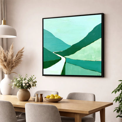 Vibrant Green Honister Pass lake district valley wall art displayed in a dining room