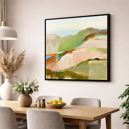 Contemporary Fell Summit View lake district fell wall art displayed in a dining room