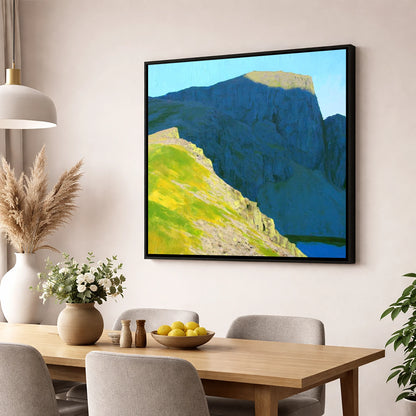Sunlit Ridge Below Pillar Crags lake district fell wall art displayed in a dining room