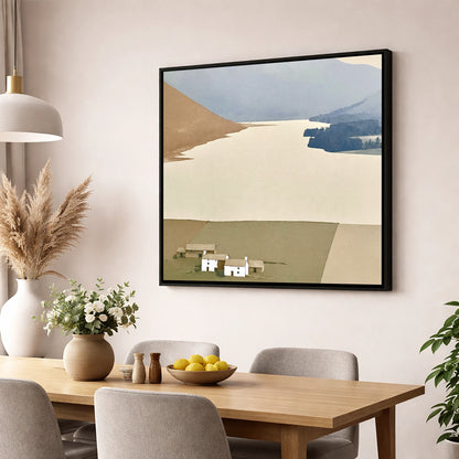 White Farmsteads Above Loweswater lake district lake wall art displayed in a dining room