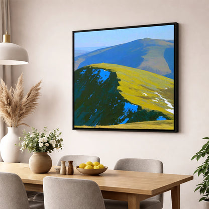 Sunlight and Shadow on Hart Side lake district fell wall art displayed in a dining room