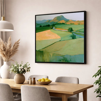 Valley Fells in Golden Light lake district sky wall art displayed in a dining room