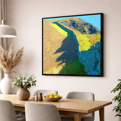 High Rigg Stone Wall Shadows lake district fell wall art displayed in a dining room