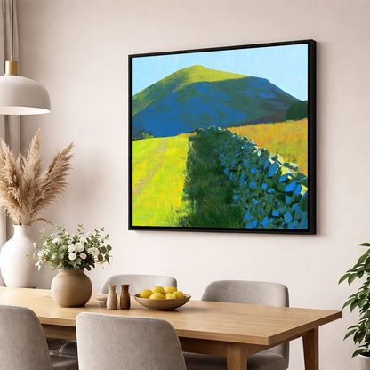 Vibrant Light on Hen Comb lake district fell wall art displayed in a dining room