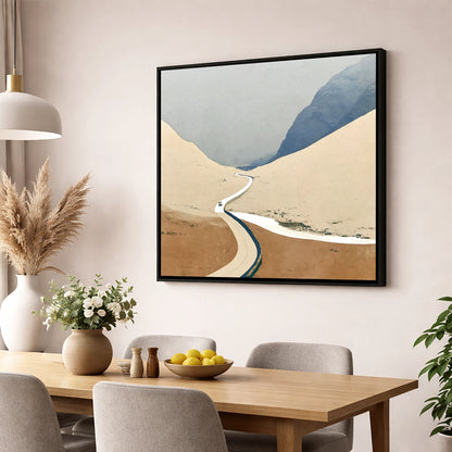 Winding Road through the High Pass lake district valley wall art displayed in a dining room