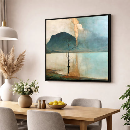 Buttermere Tree in Golden Light lake district lake wall art displayed in a dining room
