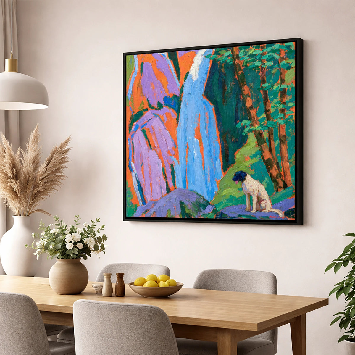 Vibrant Aira Force With Dog aira force wall art wall art displayed in a dining room