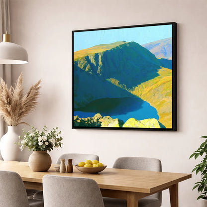 Vibrant Harter Fell Mountain Tarn lake district fell wall art displayed in a dining room