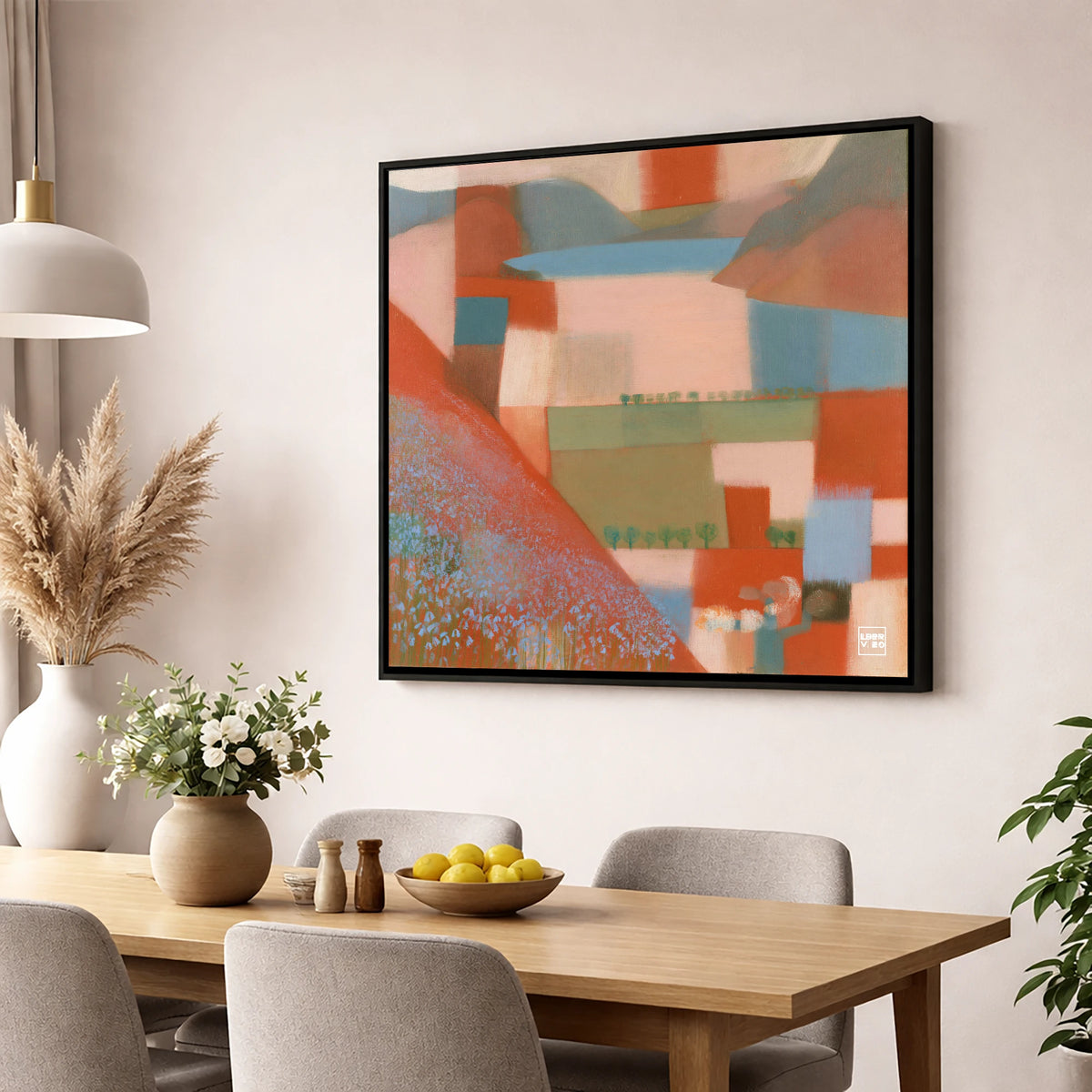 Rannerdale Blooms Above Crummock Water lake district lake wall art displayed in a dining room
