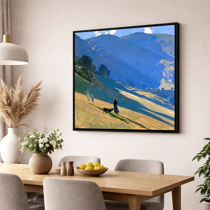 Sunlit Dog Walk at Patterdale gifts for dog walkers wall art displayed in a dining room