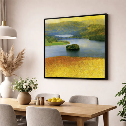 Luminous Grasmere From The Fells lake district lake wall art displayed in a dining room