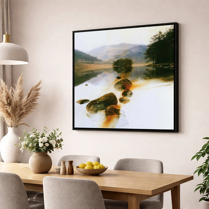 Copper Shallows at Rydal Water lake district lake wall art displayed in a dining room