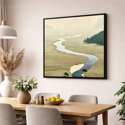 Winding Beck in Ochre Valley lake district waterfall wall art displayed in a dining room