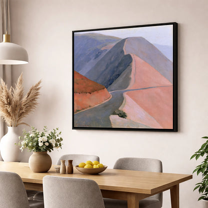 Winding Mountain Pass in Pastel lake district valley wall art displayed in a dining room