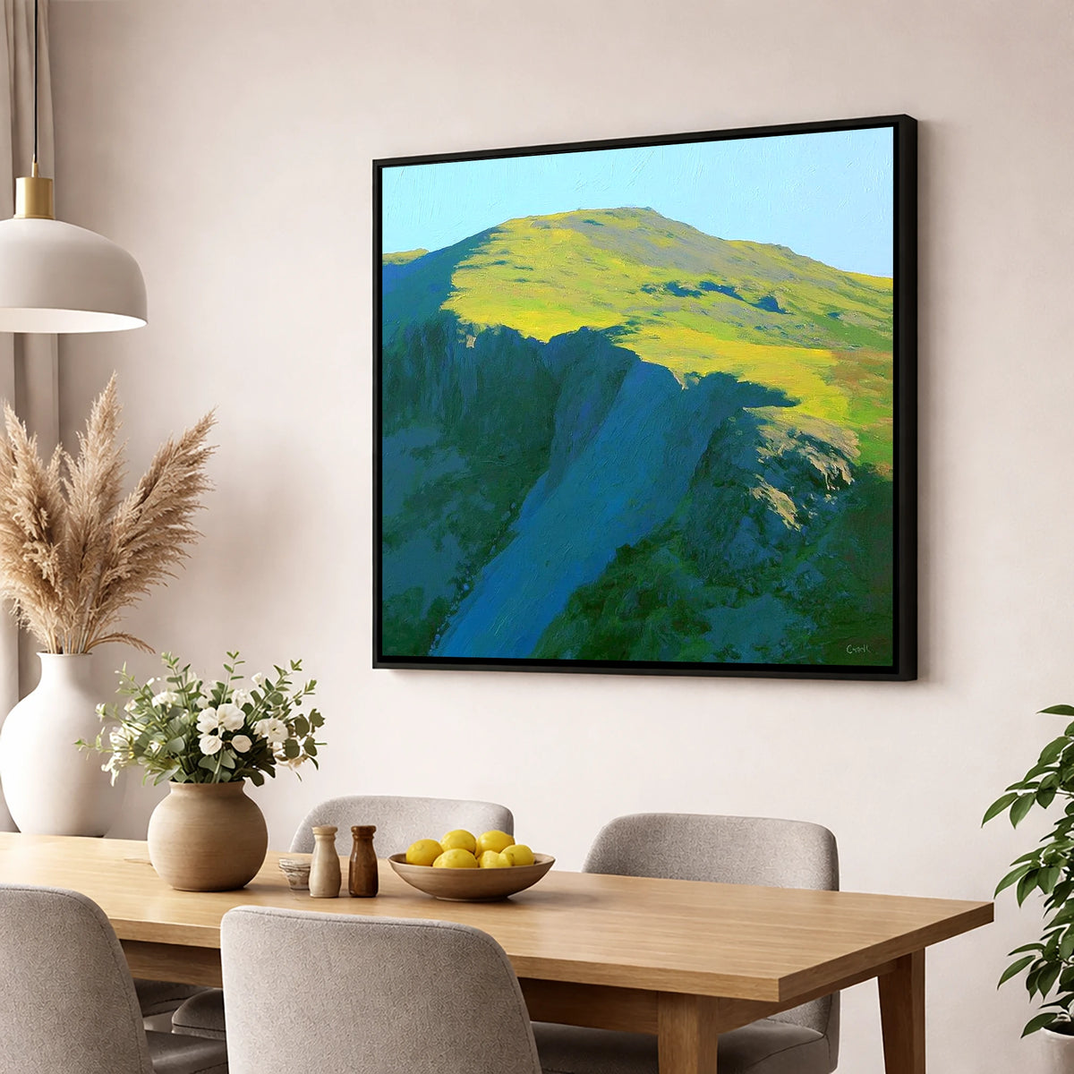 Pike of Blisco Sunlit Summit lake district fell wall art displayed in a dining room
