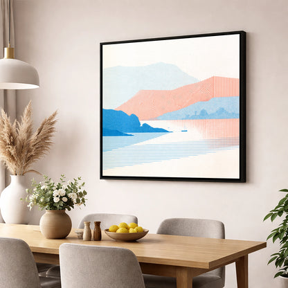 Geometric Coniston Water Fells lake district lake wall art displayed in a dining room