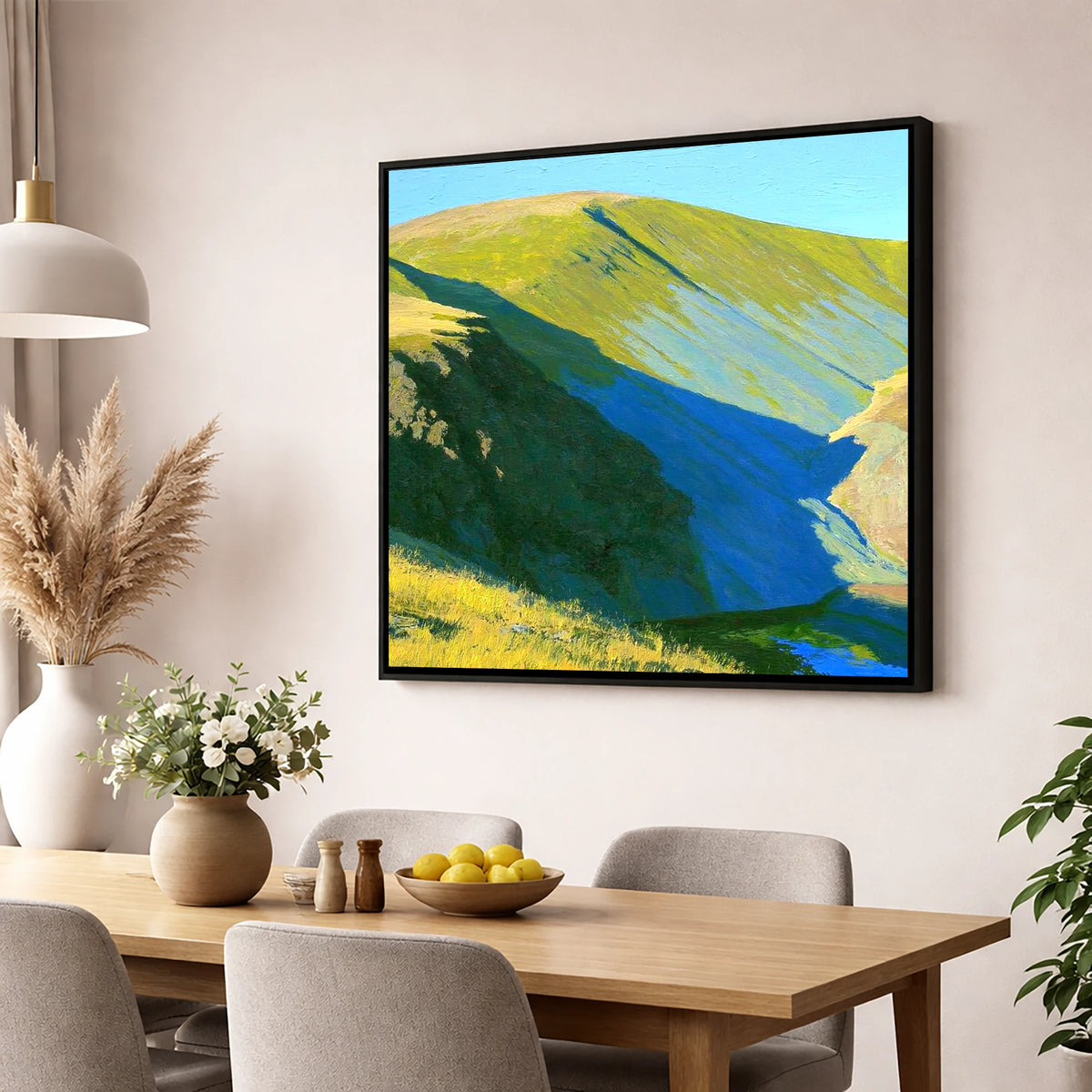 Sunlit Slopes of Stybarrow Dodd lake district fell wall art displayed in a dining room