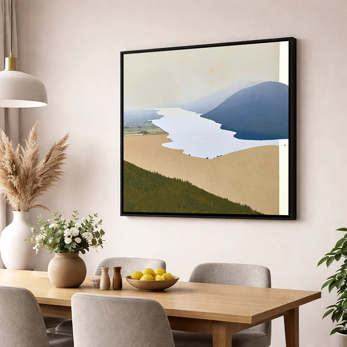 Bassenthwaite Lake and Slate Fells lake district lake wall art displayed in a dining room