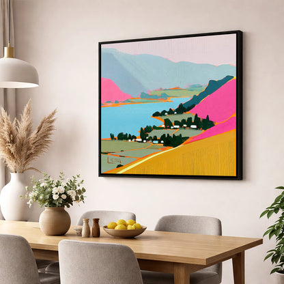 Vibrant Ullswater from Place Fell lake district village wall art displayed in a dining room