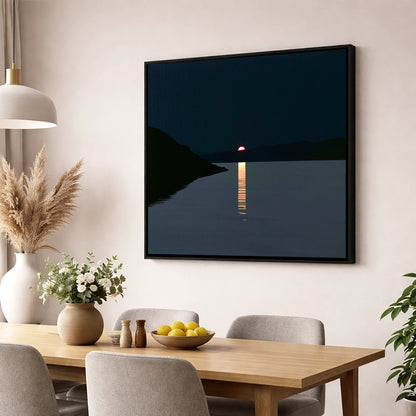 Crimson Sun Over The Lake lake district lake wall art displayed in a dining room