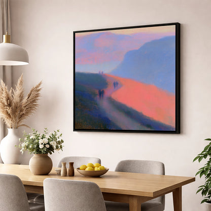 Twilight Walkers on a Fell Path lake district walking wall art displayed in a dining room