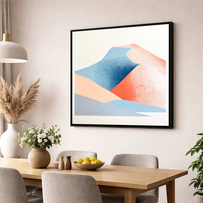 Blencathra in Blue and Coral lake district fell wall art displayed in a dining room