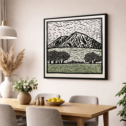 Bold Blencathra in High Contrast lake district fell wall art displayed in a dining room