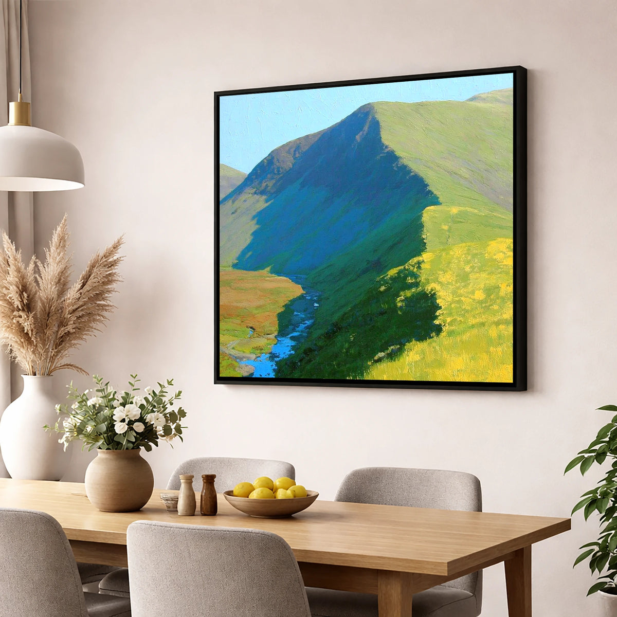 Vivid Light on Froswick Ridge lake district fell wall art displayed in a dining room