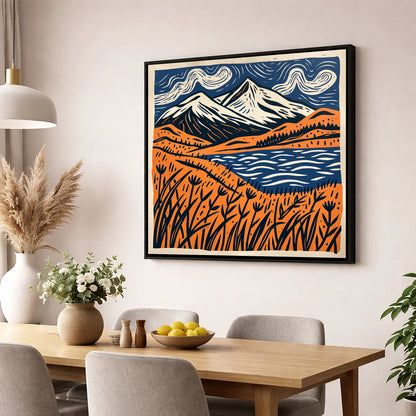 Skiddaw Beneath Swirling Skies lake district fell wall art displayed in a dining room