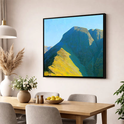 Sunlit Ridge on Loft Crag lake district fell wall art displayed in a dining room