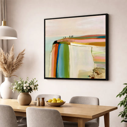 Vibrant Fell Top Walkers lake district fell wall art displayed in a dining room